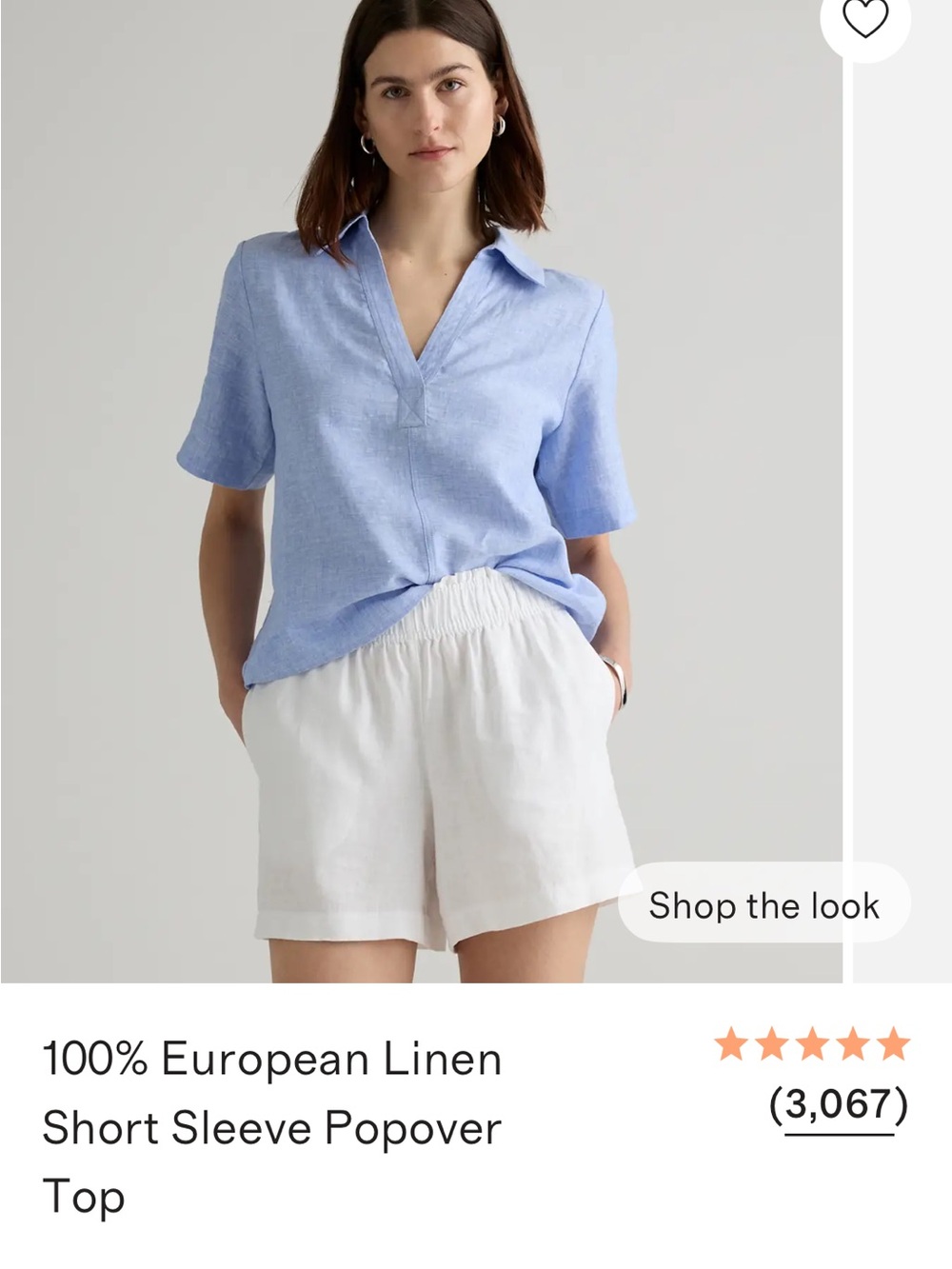 NWT Quince 100% European Linen
Short Sleeve Popover in Blue size Large